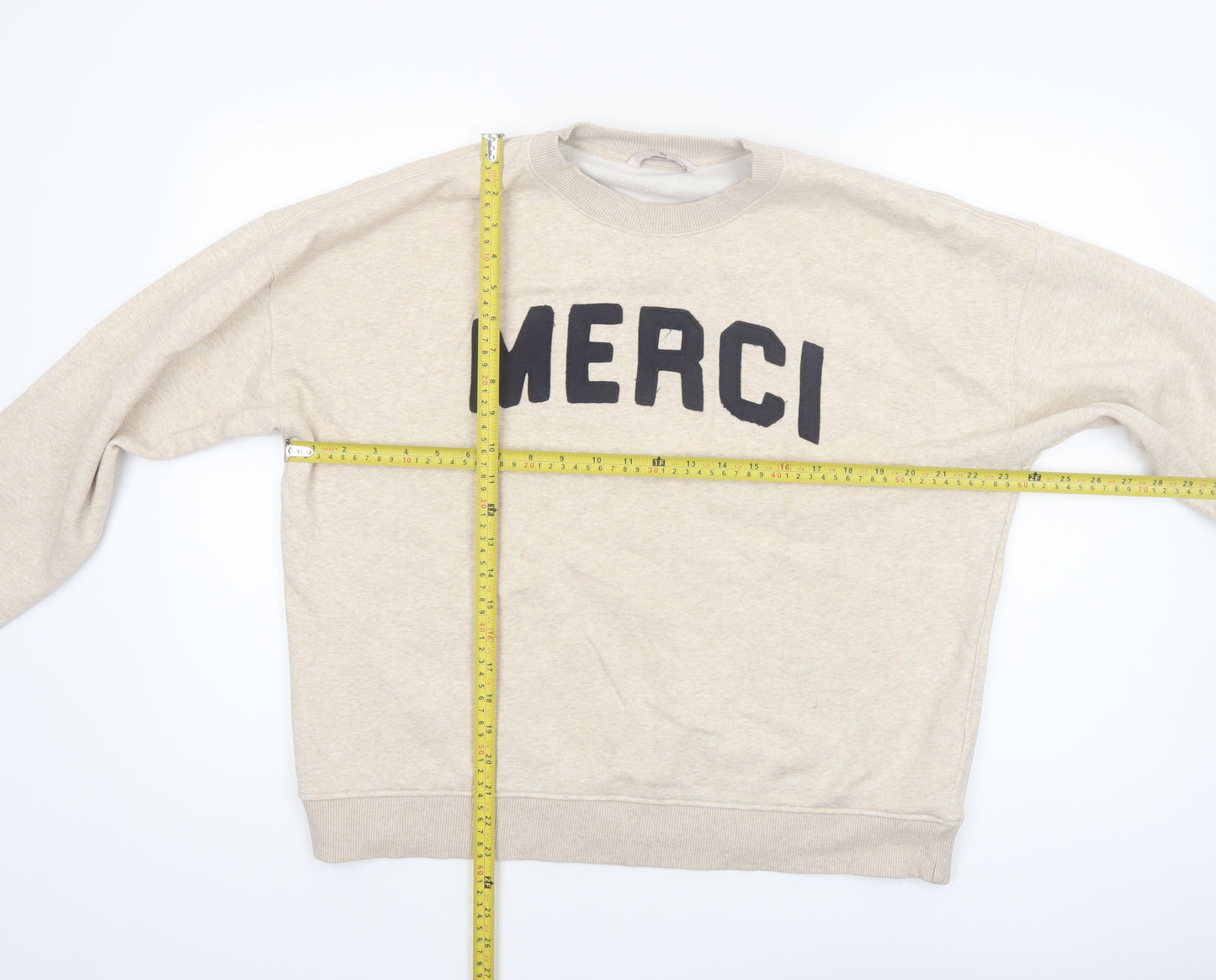 Tu Womens Beige Merci Cotton Blend Pullover Sweatshirt M