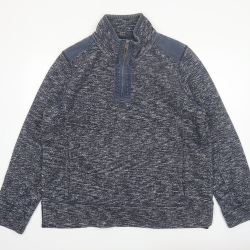 Fat Face Men's Blue XL 1/4 Zip Henley Sweatshirt