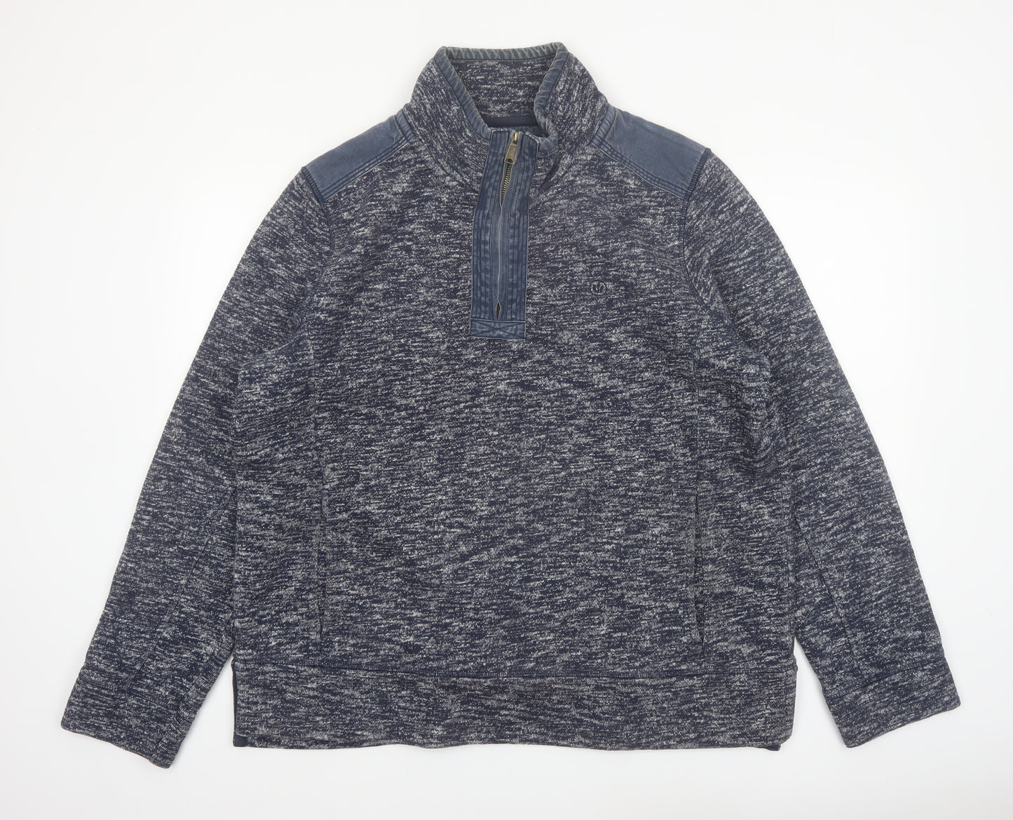 Fat Face Men's Blue XL 1/4 Zip Henley Sweatshirt