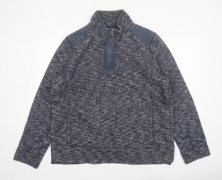 Fat Face Men's Blue XL 1/4 Zip Henley Sweatshirt
