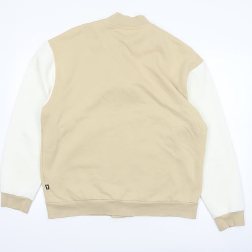 Puma Men's Beige Varsity Jacket L Cotton Blend Casual Sportswear