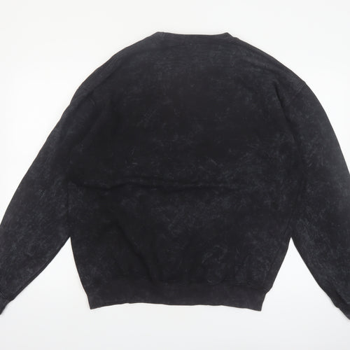 boohooMAN Men's Black Graphic Print Sweatshirt Medium Pullover