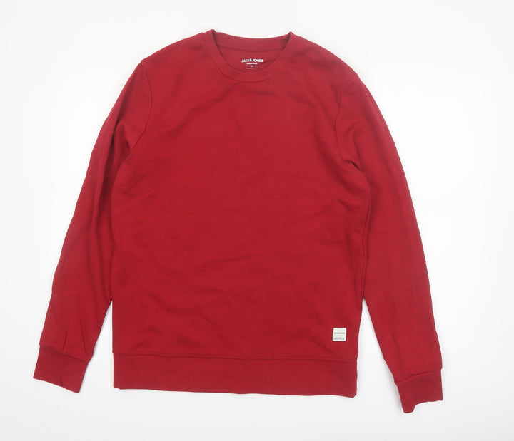 Jack & Jones Men's Red Crew Neck Pullover Sweatshirt M Regular Fit