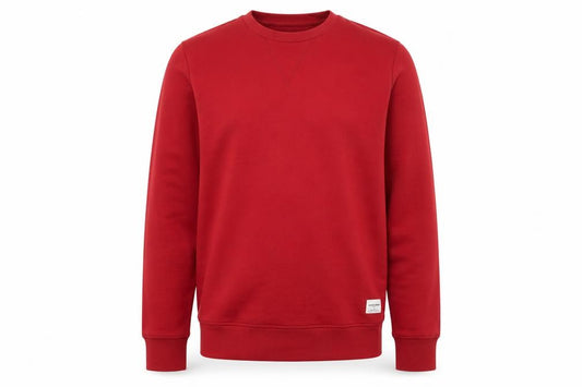 Front view of Jack & Jones Men's Red Crew Neck Pullover Sweatshirt M Regular Fit