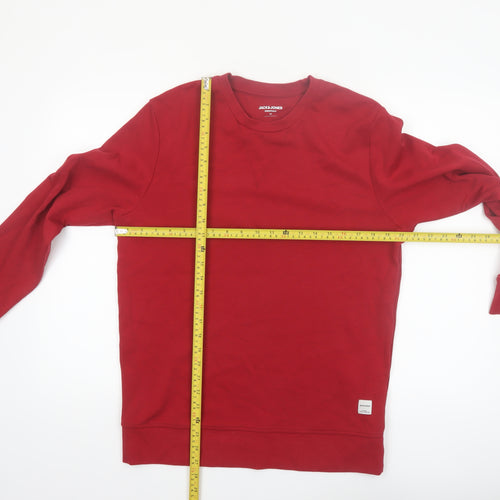 Jack & Jones Men's Red Crew Neck Pullover Sweatshirt M Regular Fit