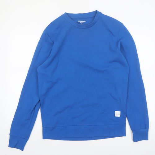 Jack & Jones Mens Blue Pullover Sweatshirt M Crew Neck Long Sleeve
