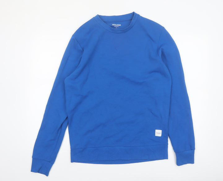Jack & Jones Mens Blue Pullover Sweatshirt M Crew Neck Long Sleeve