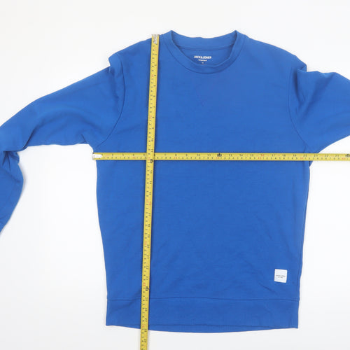 Jack & Jones Mens Blue Pullover Sweatshirt M Crew Neck Long Sleeve