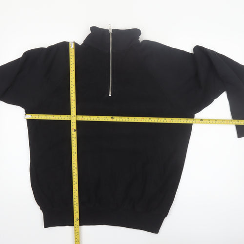 Les Basics Men's Black Large 1/2 Zip High Neck Cotton Sweatshirt