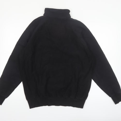Les Basics Men's Black Large 1/2 Zip High Neck Cotton Sweatshirt