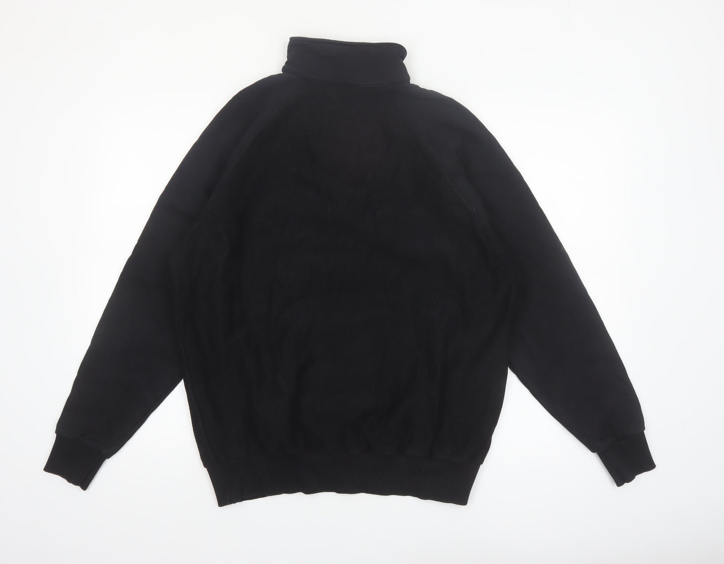 Les Basics Men's Black Large 1/2 Zip High Neck Cotton Sweatshirt