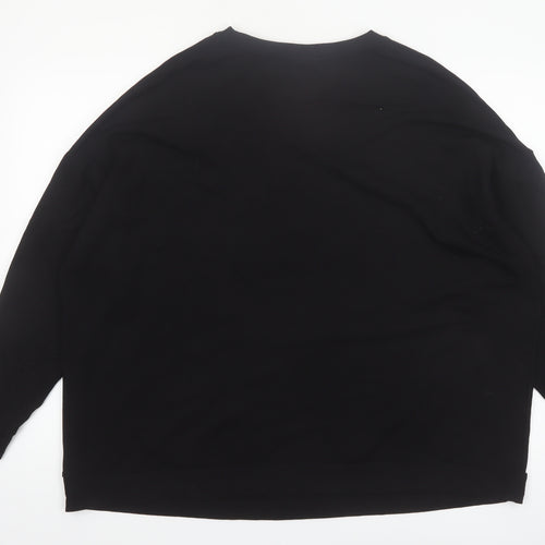 Live For The Weekend Women's Black Sequin Star Long Sleeve T-Shirt Size 20