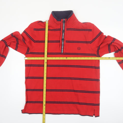 Marks and Spencer Blue Harbour Men's Red Striped Henley Sweatshirt M