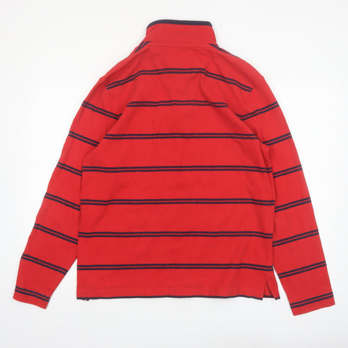 Marks and Spencer Blue Harbour Men's Red Striped Henley Sweatshirt M
