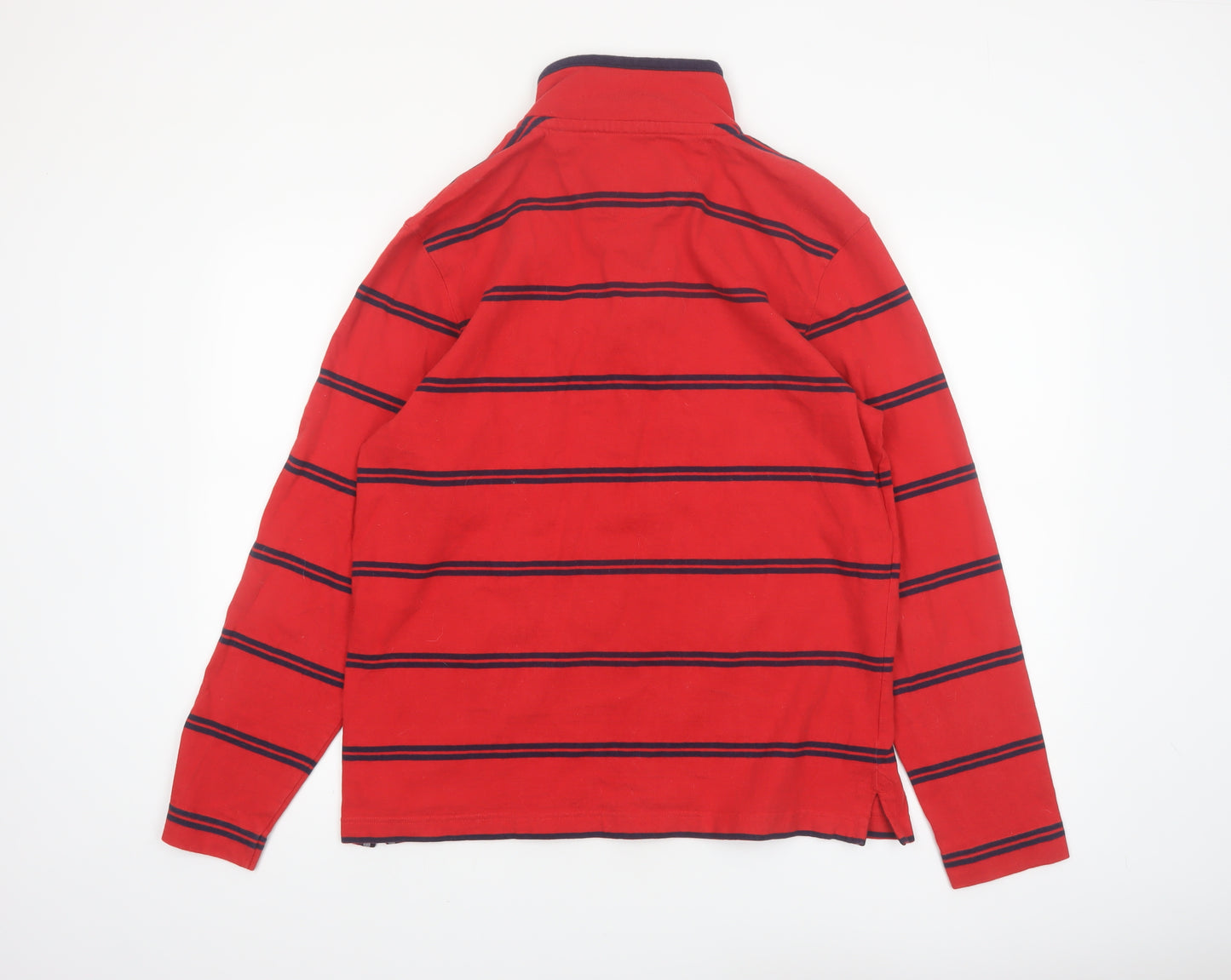 Marks and Spencer Blue Harbour Men's Red Striped Henley Sweatshirt M