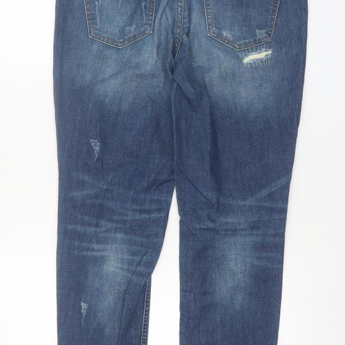 River Island Womens Blue Distressed Boyfriend Jeans Size 12