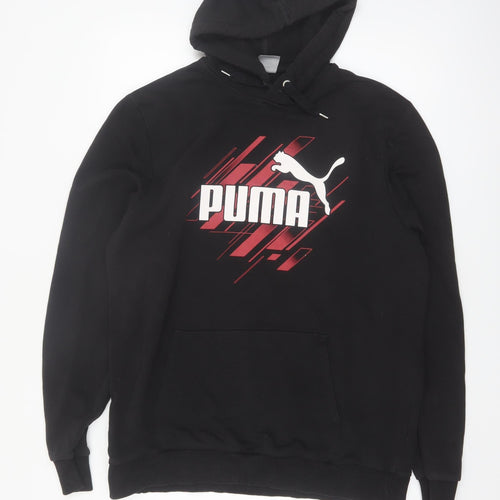 Puma Men's Black XL Pullover Hoodie with Logo Graphic Print
