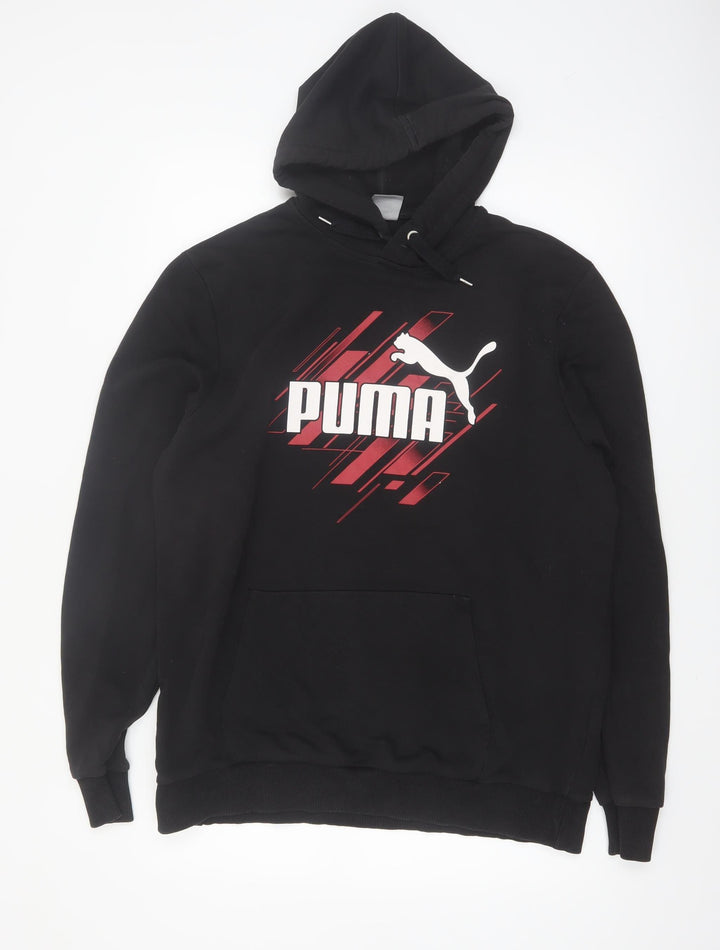 Puma Men's Black XL Pullover Hoodie with Logo Graphic Print