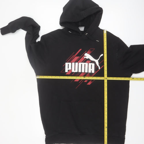 Puma Men's Black XL Pullover Hoodie with Logo Graphic Print