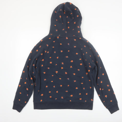 Jack Wills Women's Navy Floral Pullover Hoodie UK 10 Cotton WILLS Logo