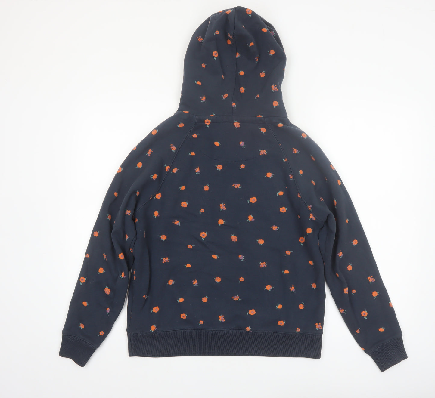 Jack Wills Women's Navy Floral Pullover Hoodie UK 10 Cotton WILLS Logo