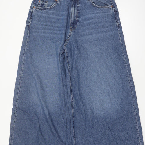 Marks and Spencer Women's Blue Wide-Leg Denim Jeans Size 6 Short