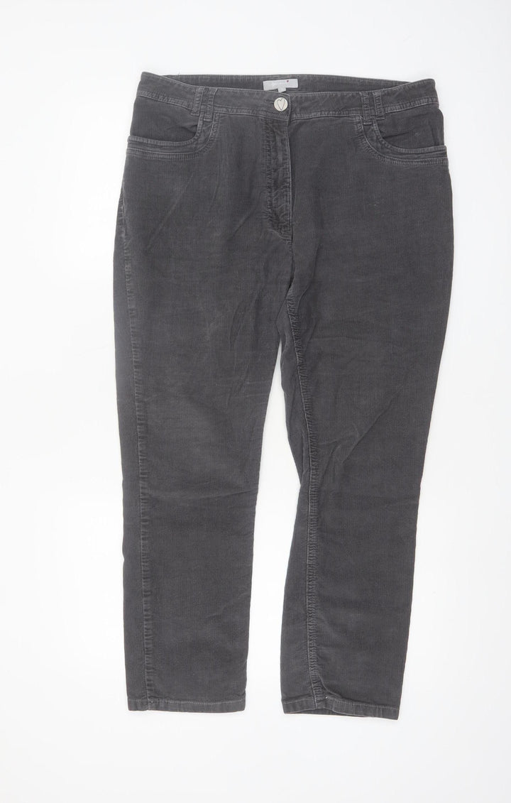 Marks and Spencer Per Una Women’s Grey Corduroy Chino Trousers Size 16