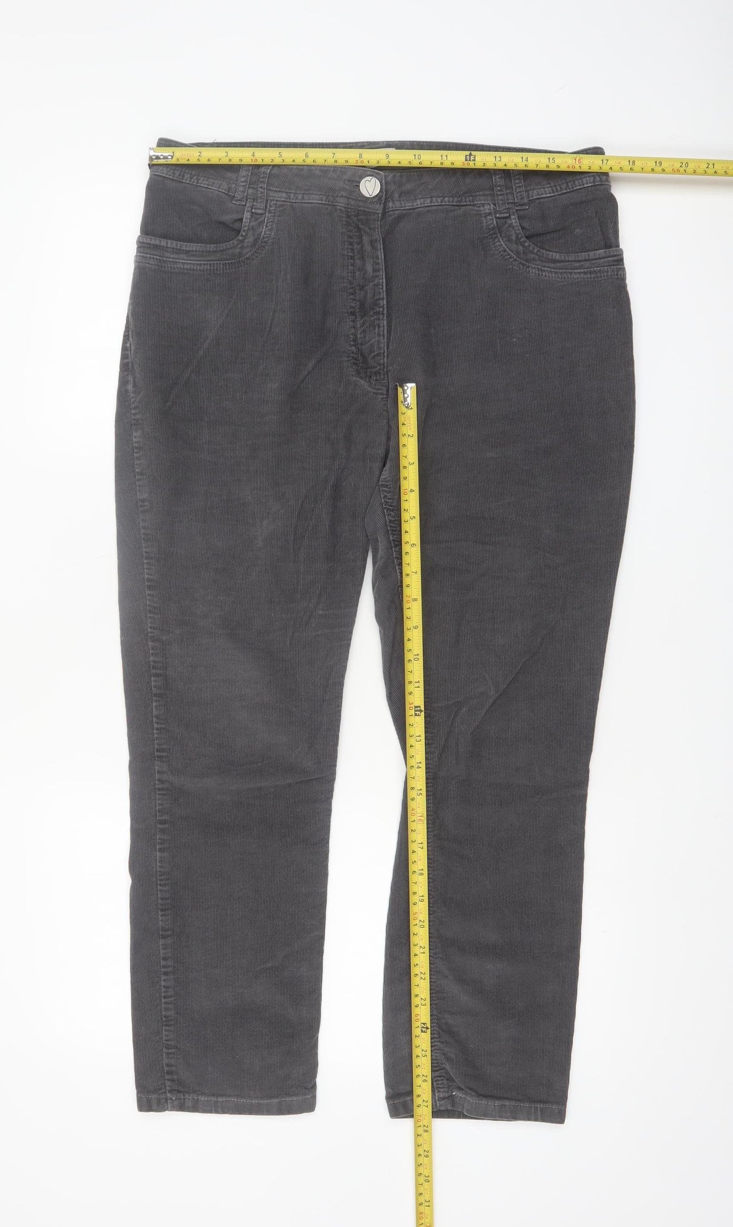 Marks and Spencer Per Una Women’s Grey Corduroy Chino Trousers Size 16