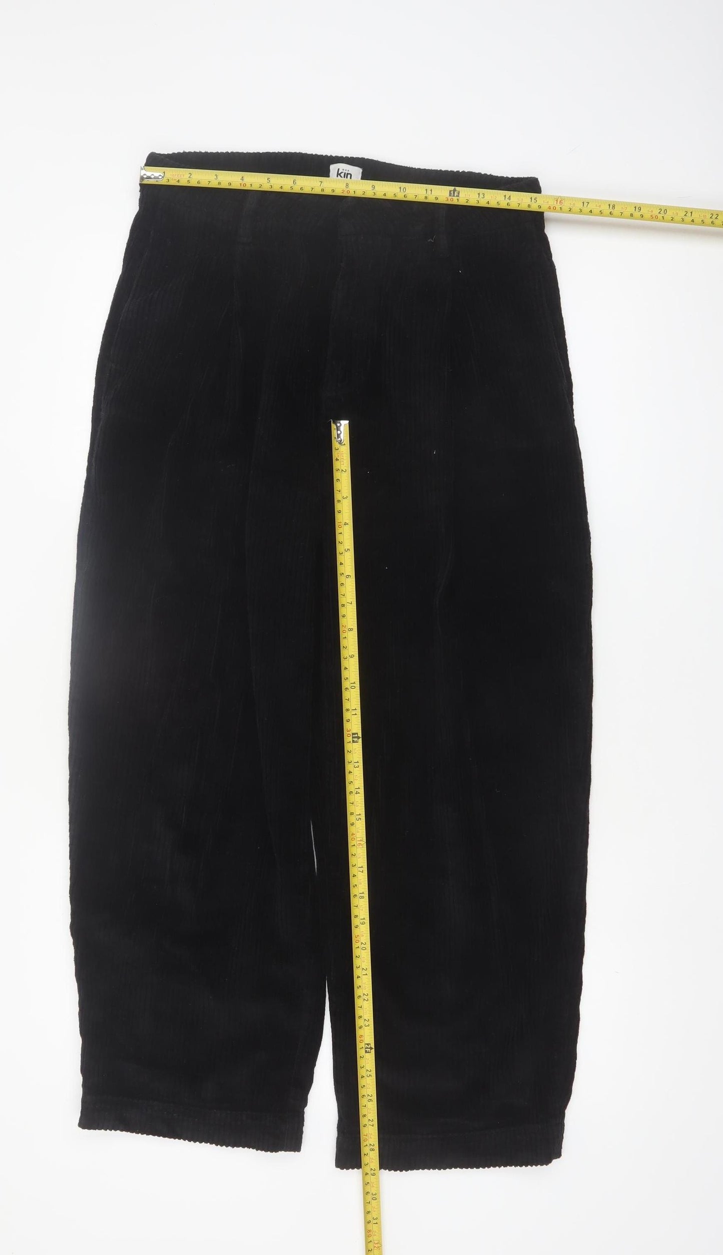 Kin Women’s Black Corduroy Cropped Trousers Size 10