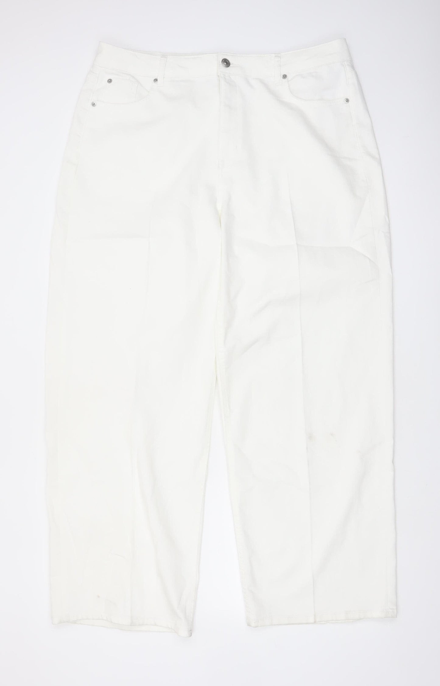 Marks and Spencer Women White Wide-Leg Jeans Size 18 Tall