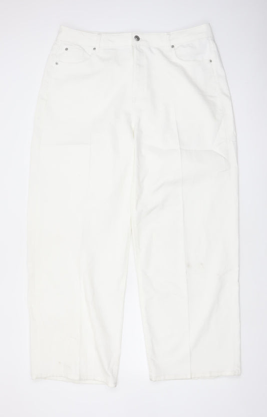 Marks and Spencer Women White Wide-Leg Jeans Size 18 Tall
