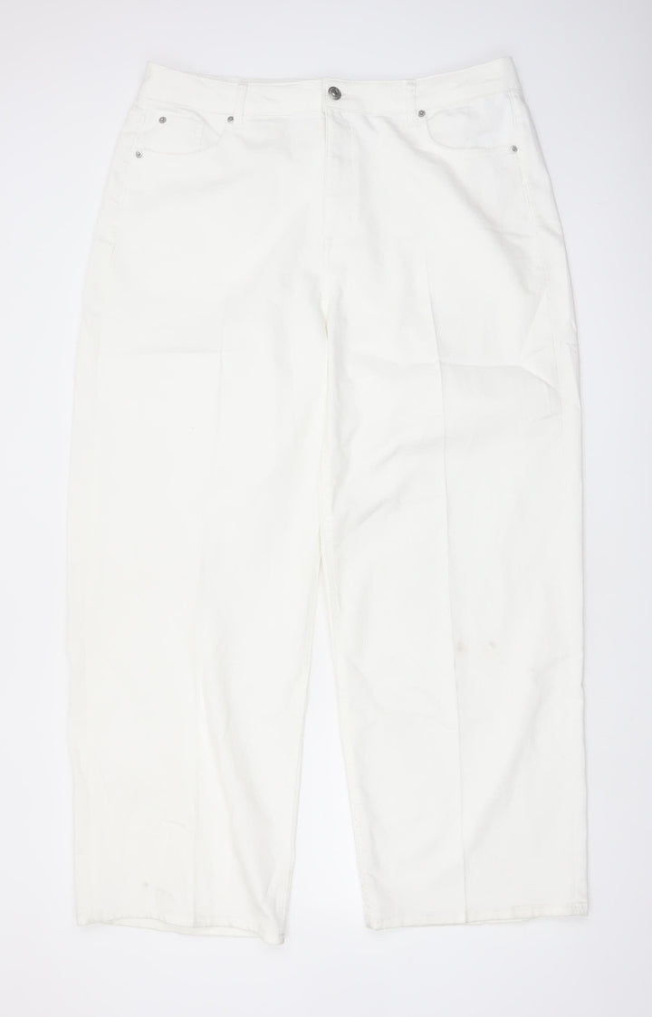 Marks and Spencer Women White Wide-Leg Jeans Size 18 Tall