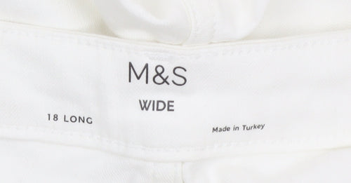 Marks and Spencer Women White Wide-Leg Jeans Size 18 Tall