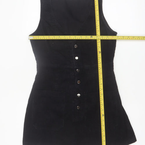 Boohoo Women's Black Corduroy Pinafore Dress Size 12