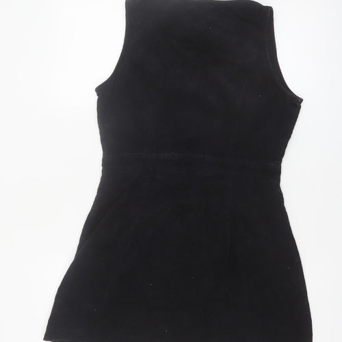 Boohoo Women's Black Corduroy Pinafore Dress Size 12