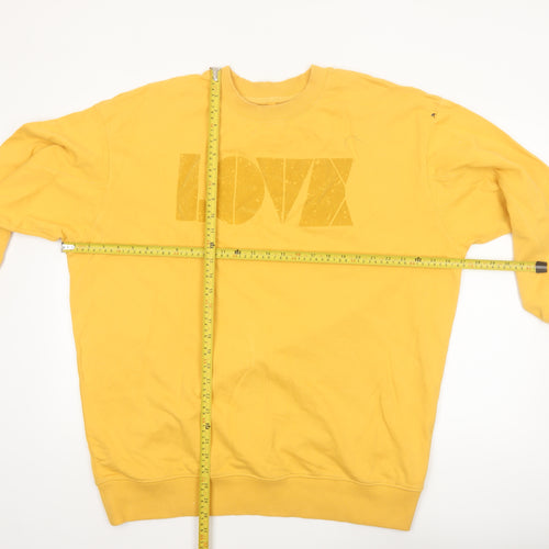 Next Women Yellow LOVE Crew Neck Pullover Sweatshirt L 16-18 Cotton