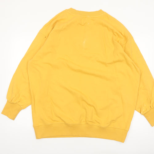 Next Women Yellow LOVE Crew Neck Pullover Sweatshirt L 16-18 Cotton