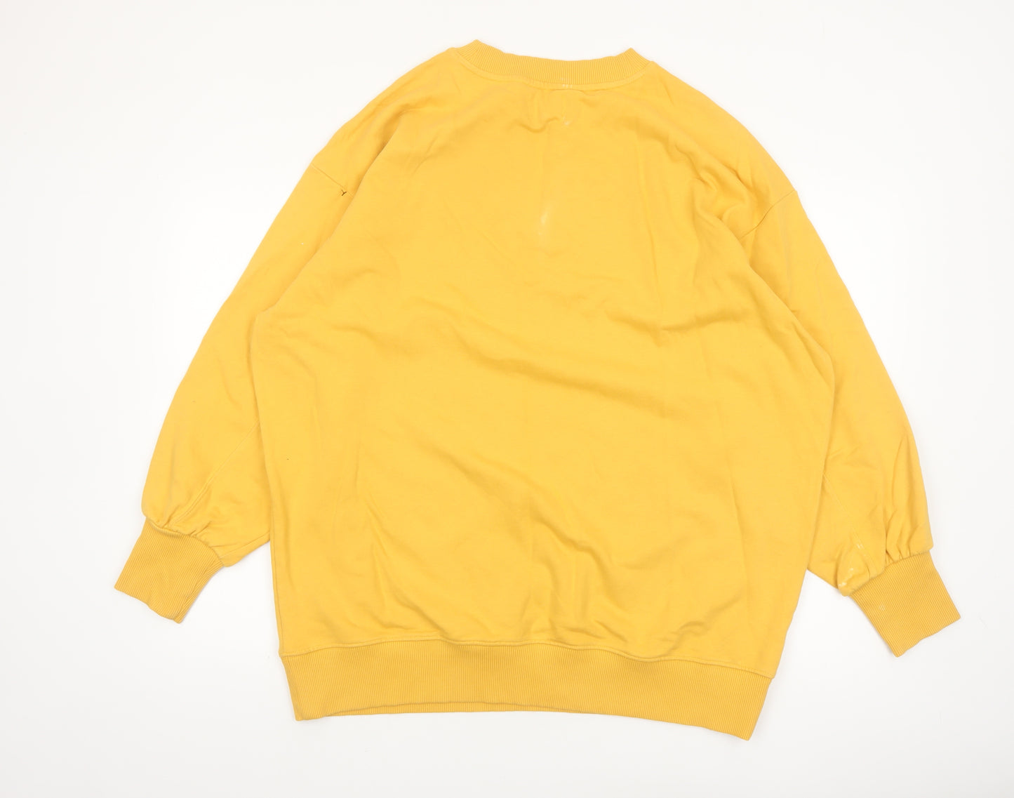 Next Women Yellow LOVE Crew Neck Pullover Sweatshirt L 16-18 Cotton