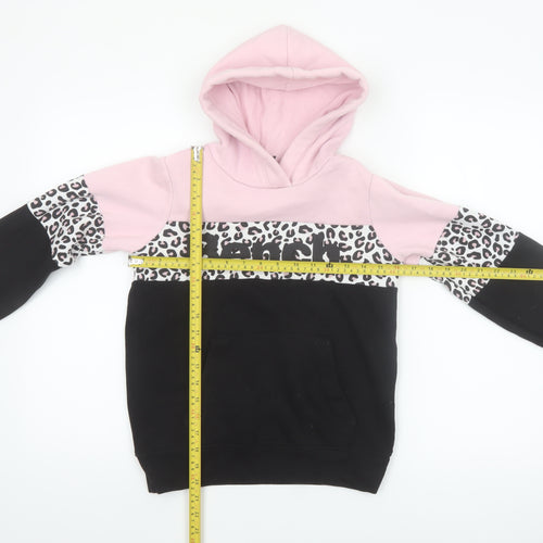 Bench Girls Pink Black Leopard Print Pullover Hoodie 9-10 Years