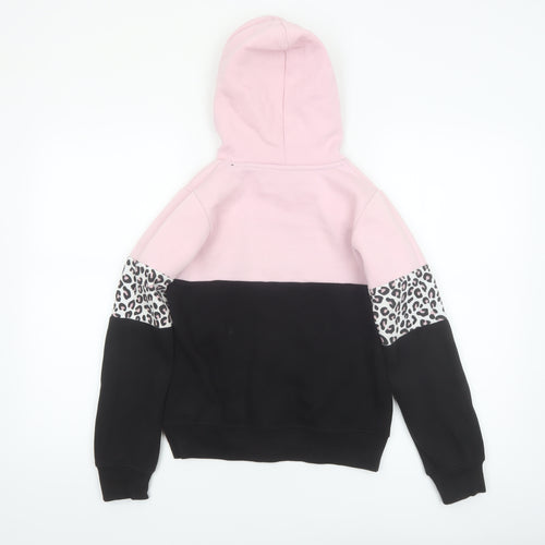 Bench Girls Pink Black Leopard Print Pullover Hoodie 9-10 Years