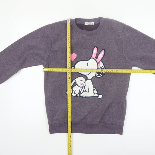 Peanuts Women's Purple Snoopy Print Pullover Sweatshirt Size S