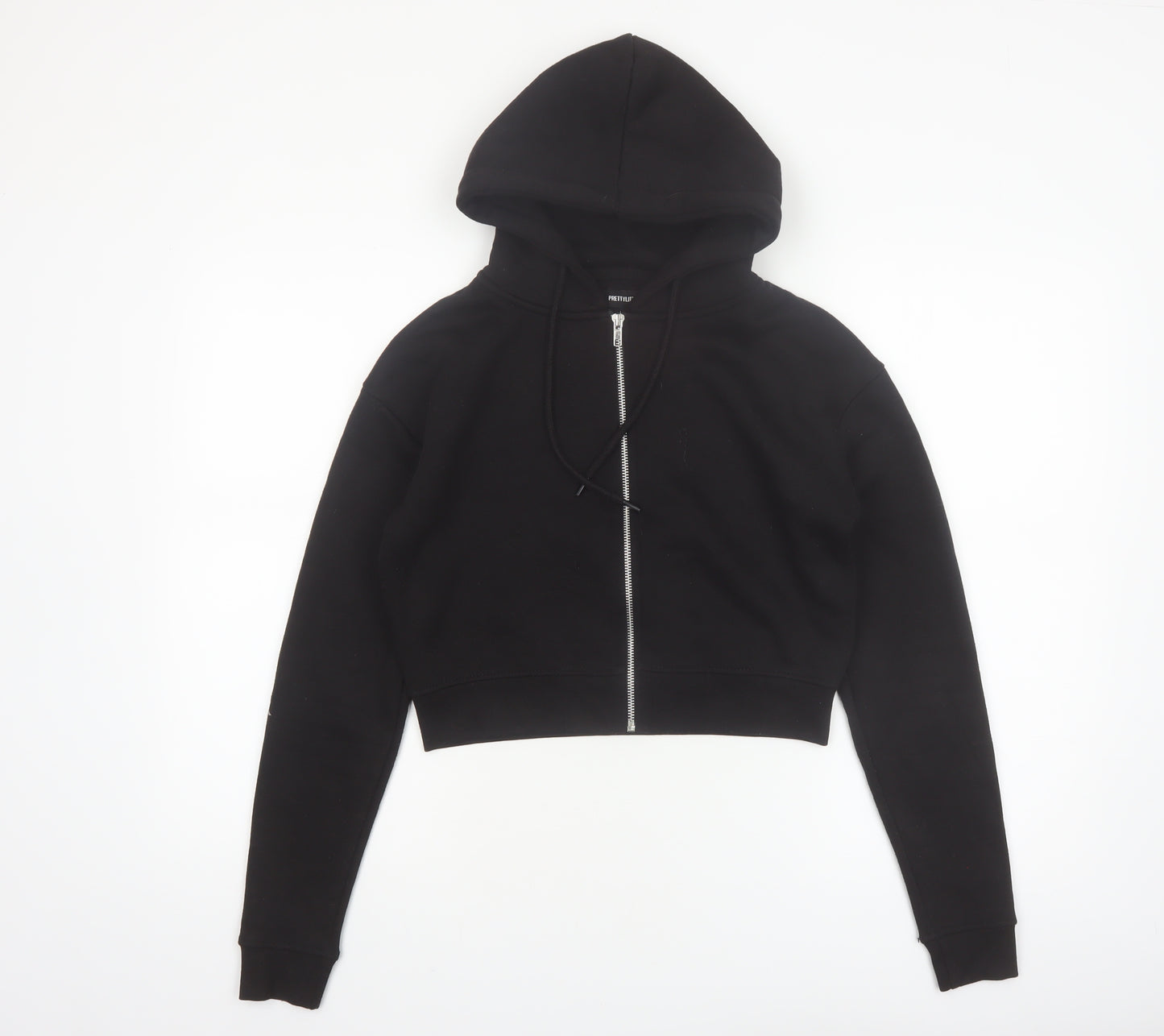 PrettyLittleThing Womens Black Small Cropped Full Zip Hoodie