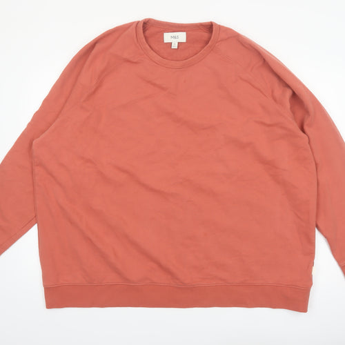Marks and Spencer Men's Brown 4XL Crew Neck Cotton Sweatshirt
