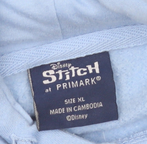 Disney Stitch Blue Hoodie XL Primark Cares Women’s Pullover Sweatshirt