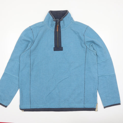 FatFace Mens Blue 1/4 Zip Cotton Sweatshirt L Regular Fit