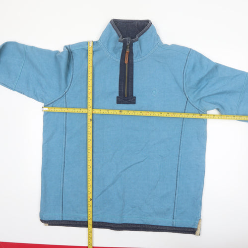 FatFace Mens Blue 1/4 Zip Cotton Sweatshirt L Regular Fit