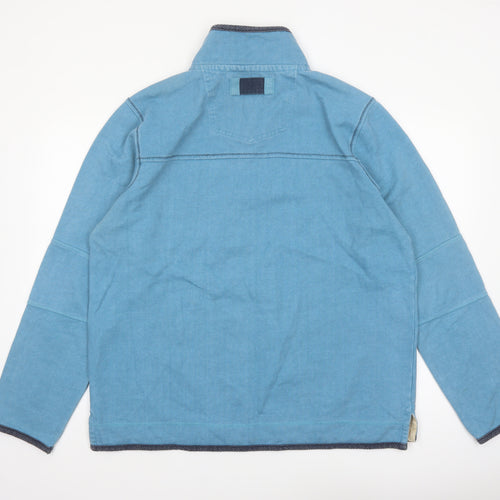 FatFace Mens Blue 1/4 Zip Cotton Sweatshirt L Regular Fit