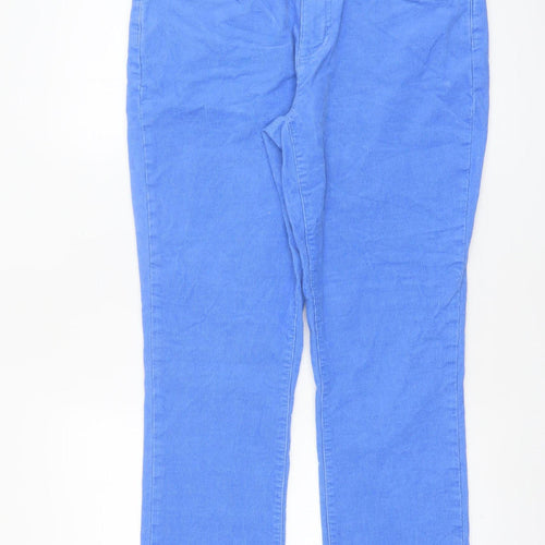 Lands' End Women's Blue Corduroy Chino Trousers UK 14/16 Stretch