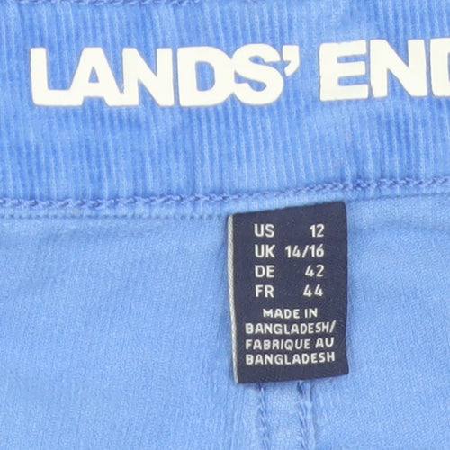 Lands' End Women's Blue Corduroy Chino Trousers UK 14/16 Stretch