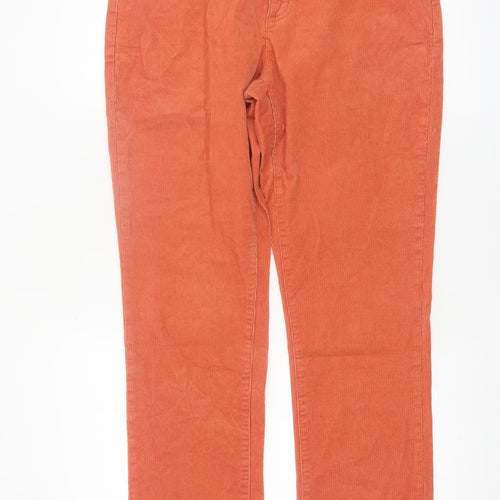 Lands’ End Women’s Orange Corduroy Trousers UK 14 Straight Cotton Blend